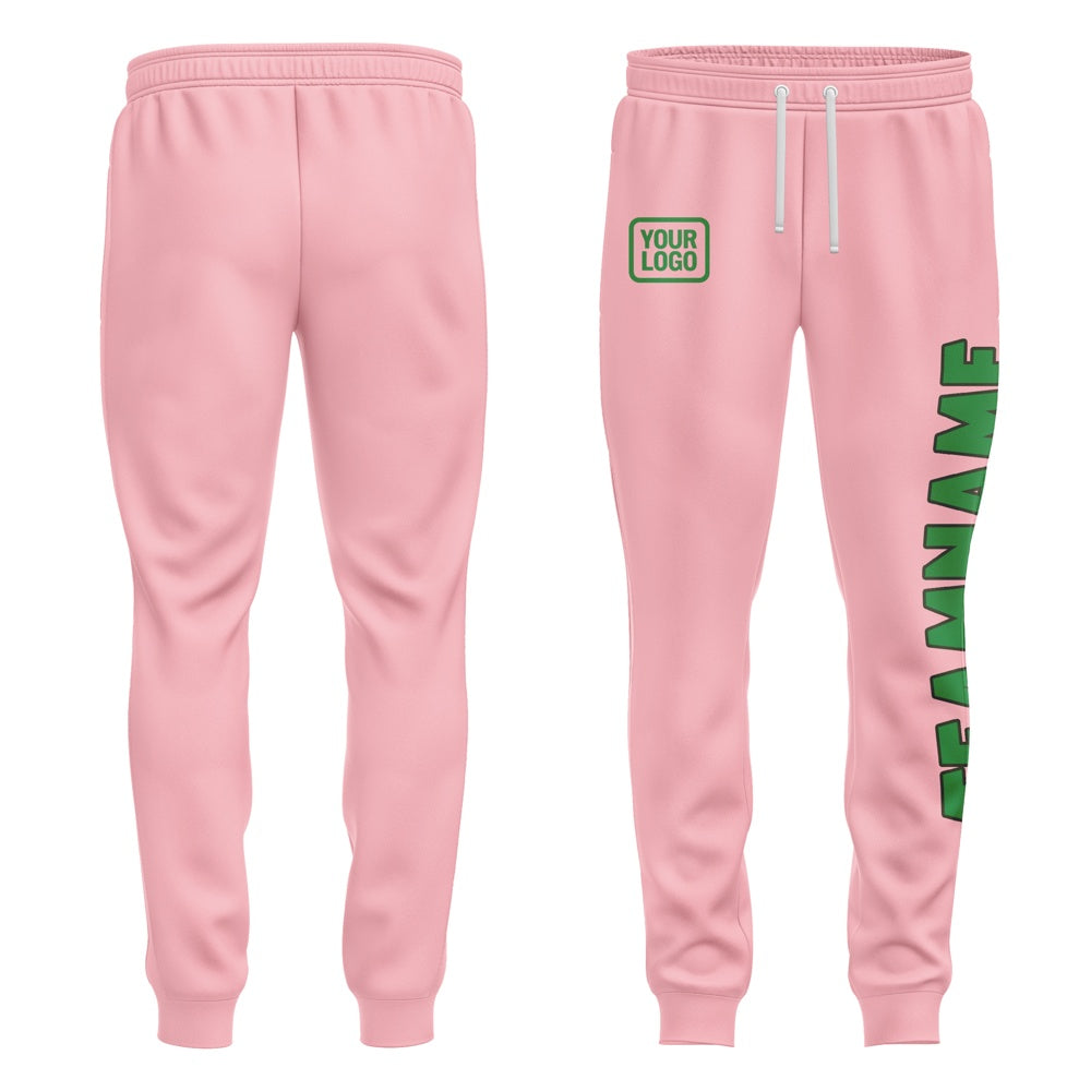 Custom Light Pink Emerald Green Pants