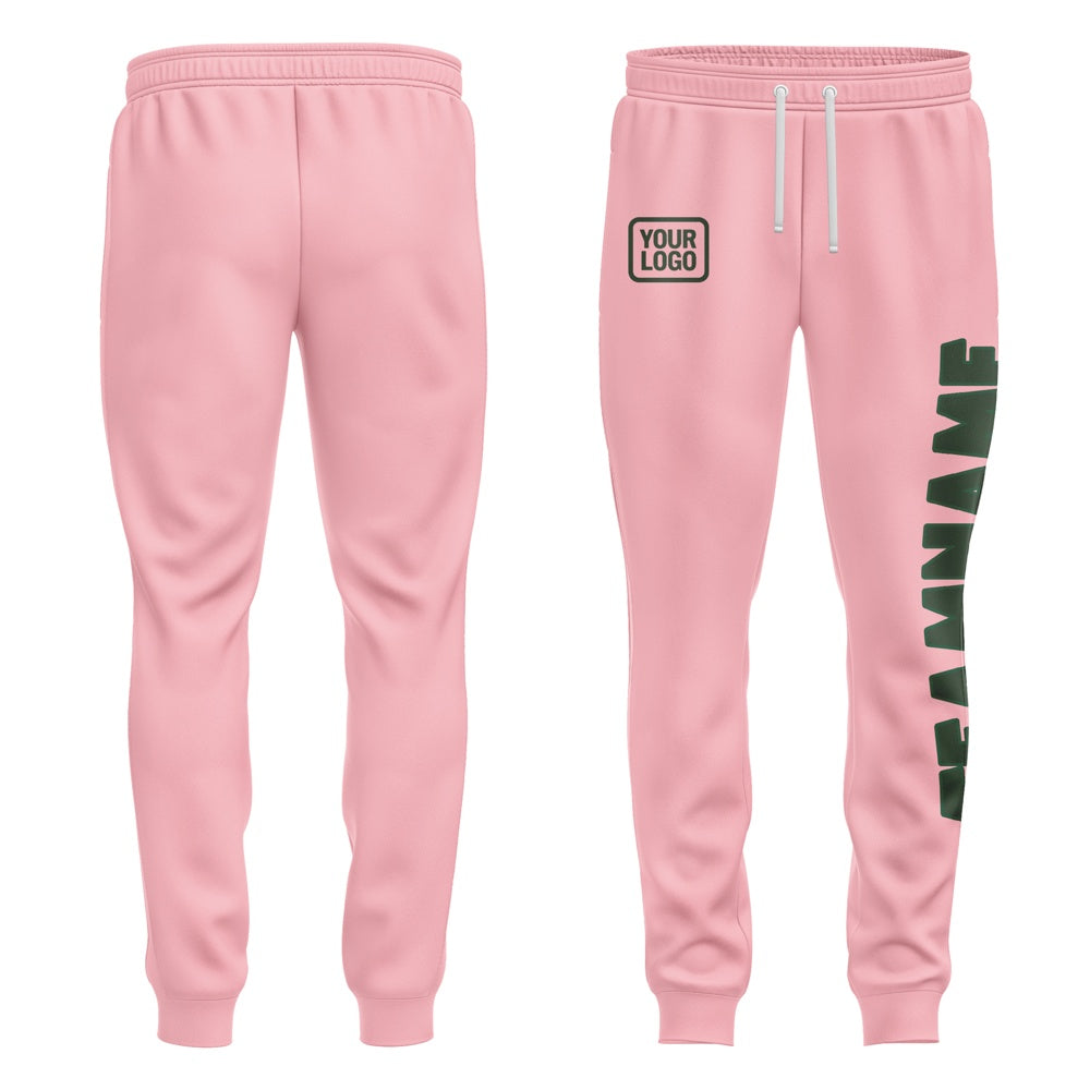 Custom Light Pink Dark Green Pants