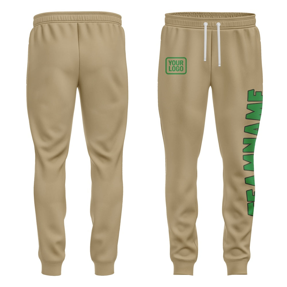 Custom Light Khaki Emerald Green Pants