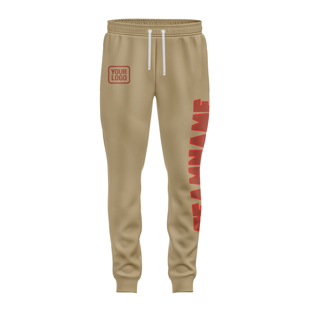 Custom Light Khaki Coral Red Pants