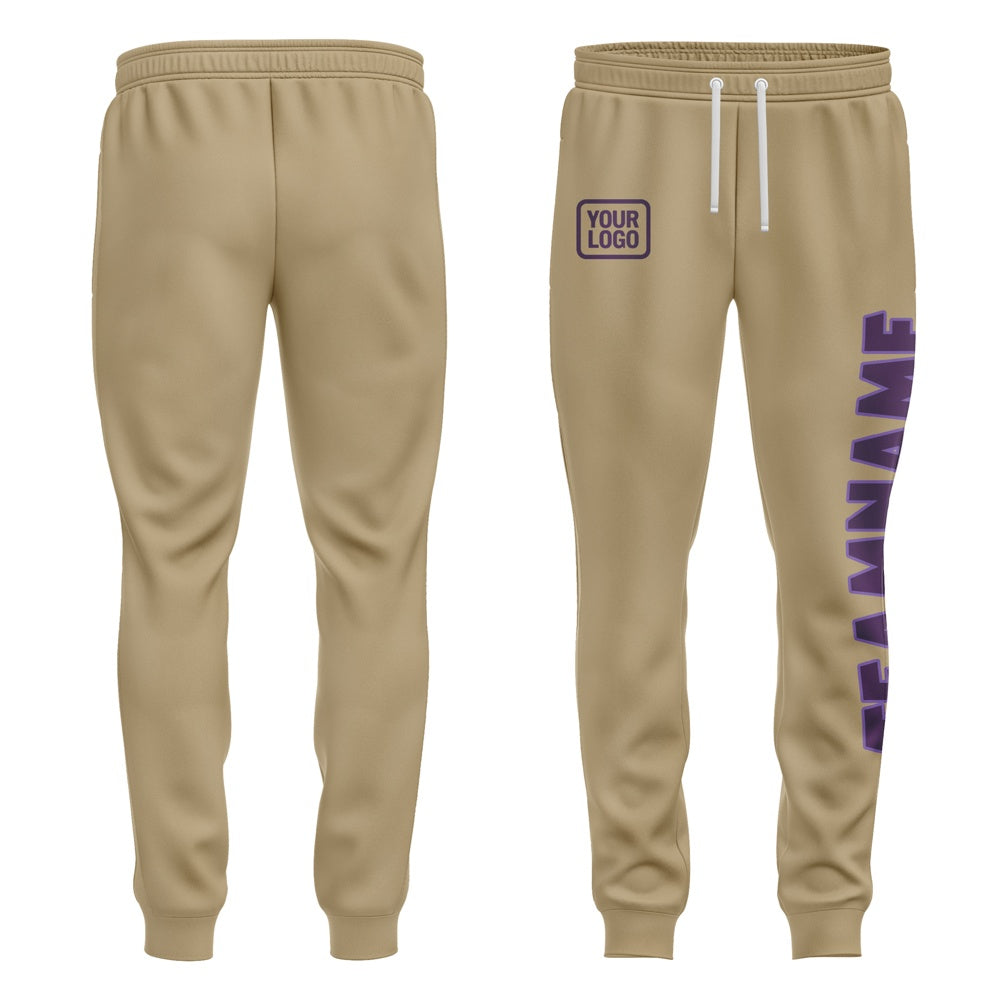 Custom Light Khaki Purple Pants