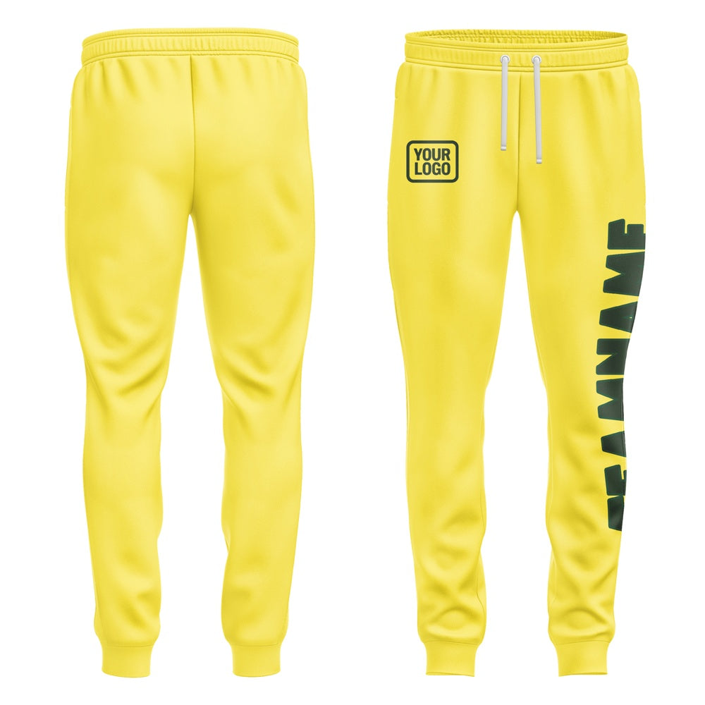 Custom Light Yellow Dark Green Pants