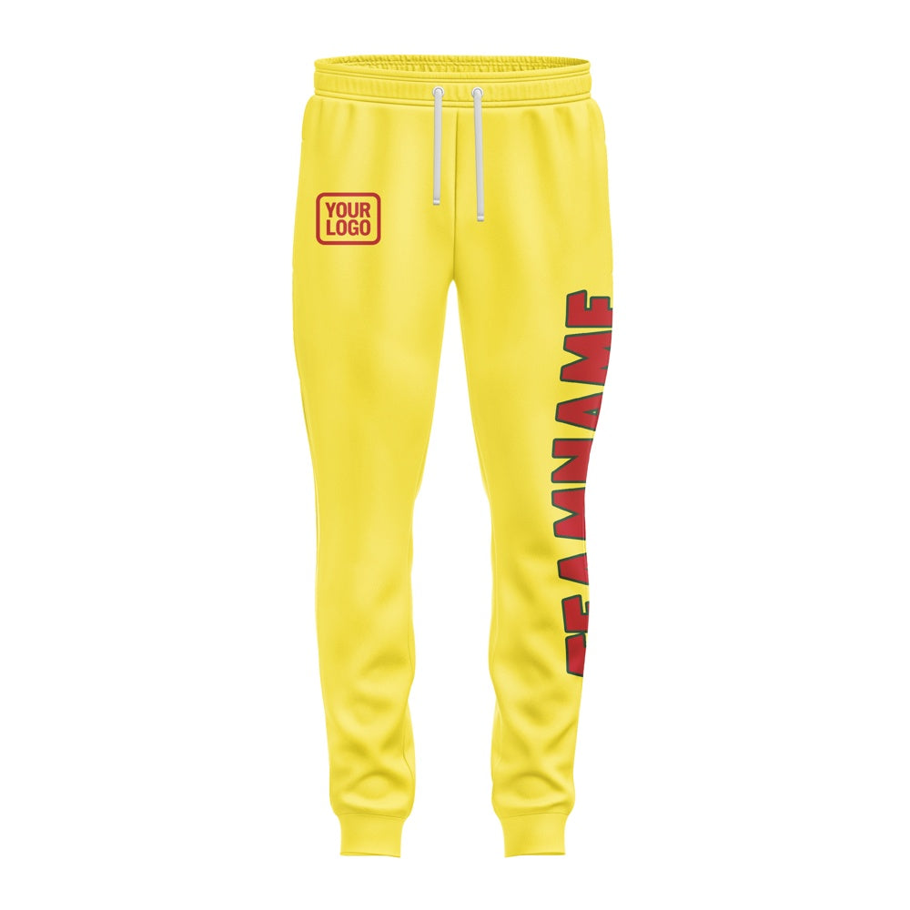 Custom Light Yellow Red Pants