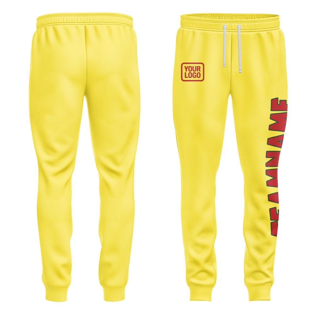 Custom Light Yellow Red Pants