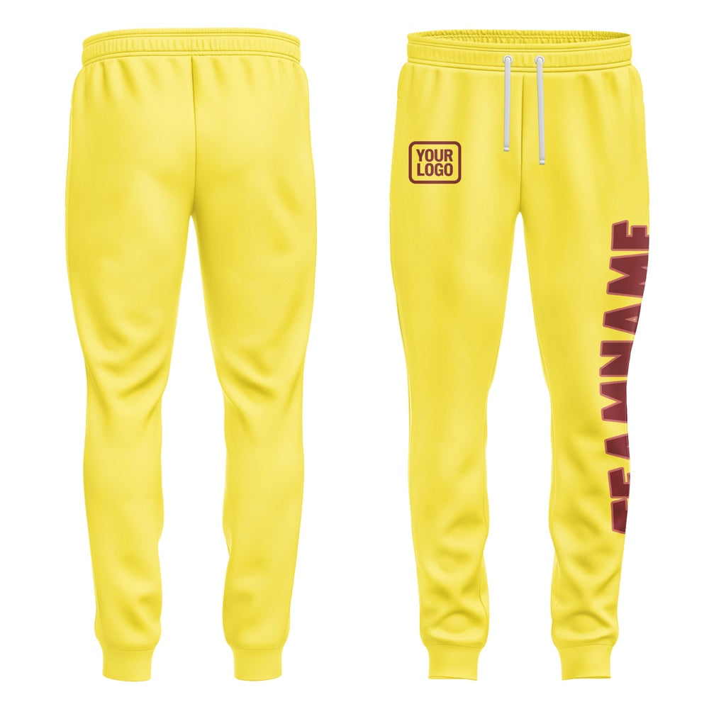 Custom Light Yellow Crimson Red Pants