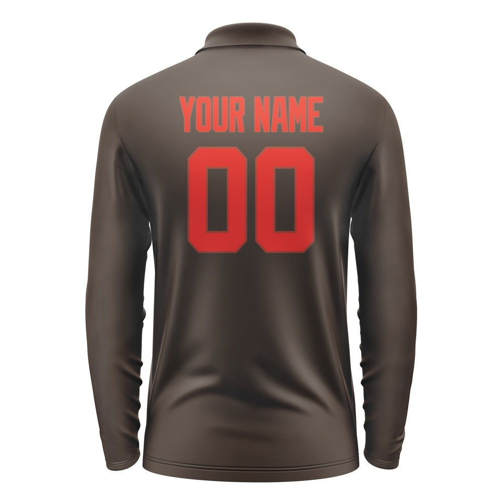 Custom Brown Orange Red Long Sleeve Polo Shirt