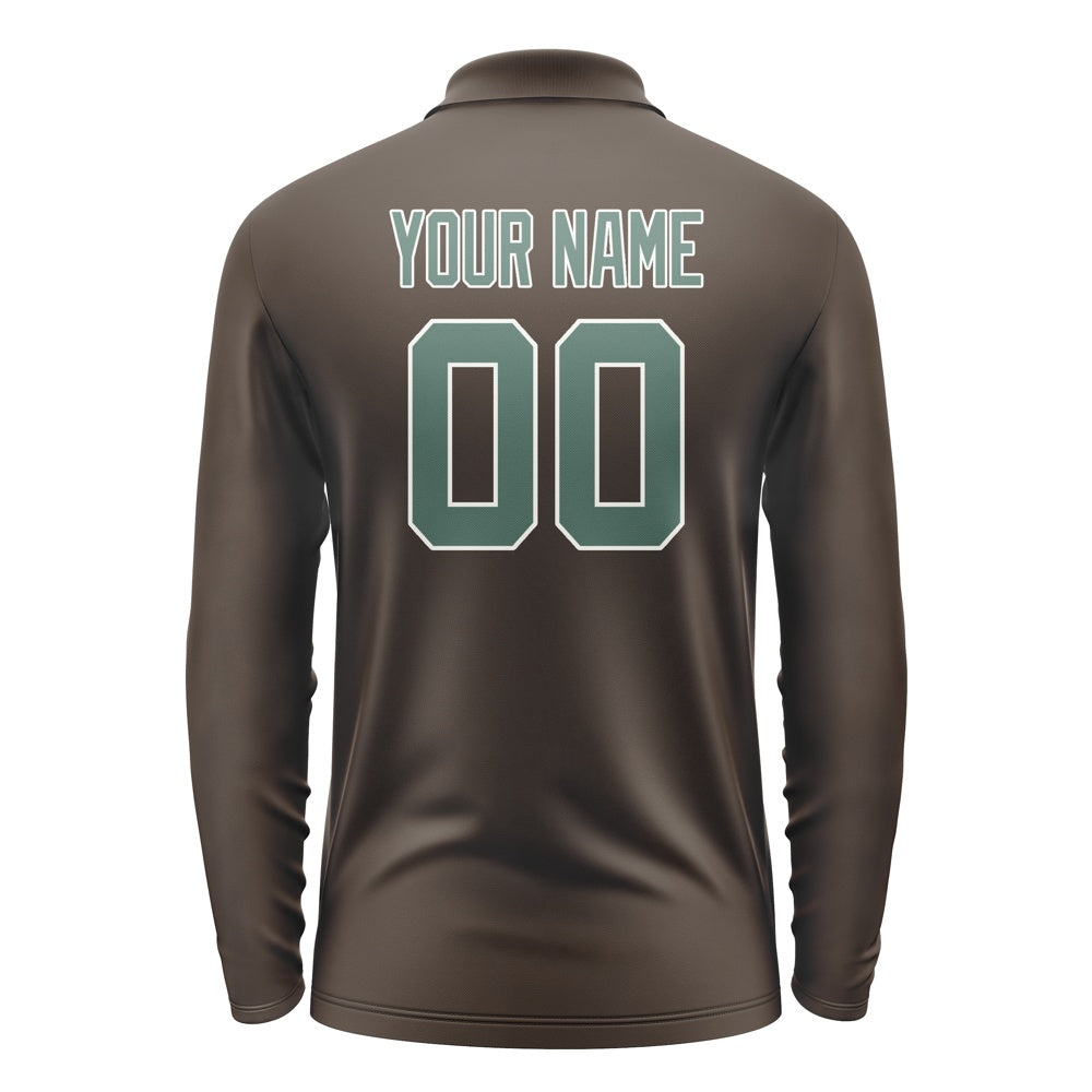 Custom Brown Blue Green Long Sleeve Polo Shirt