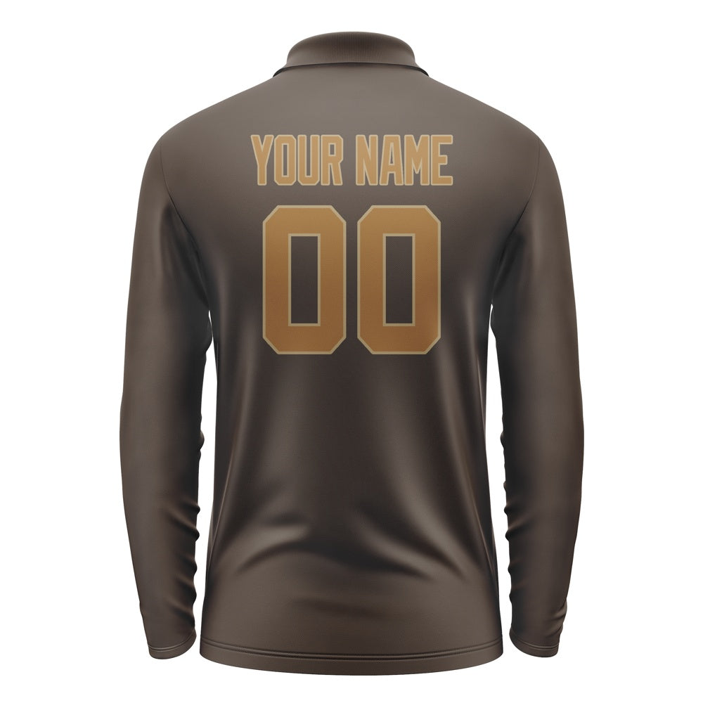 Custom Brown Khaki Long Sleeve Polo Shirt