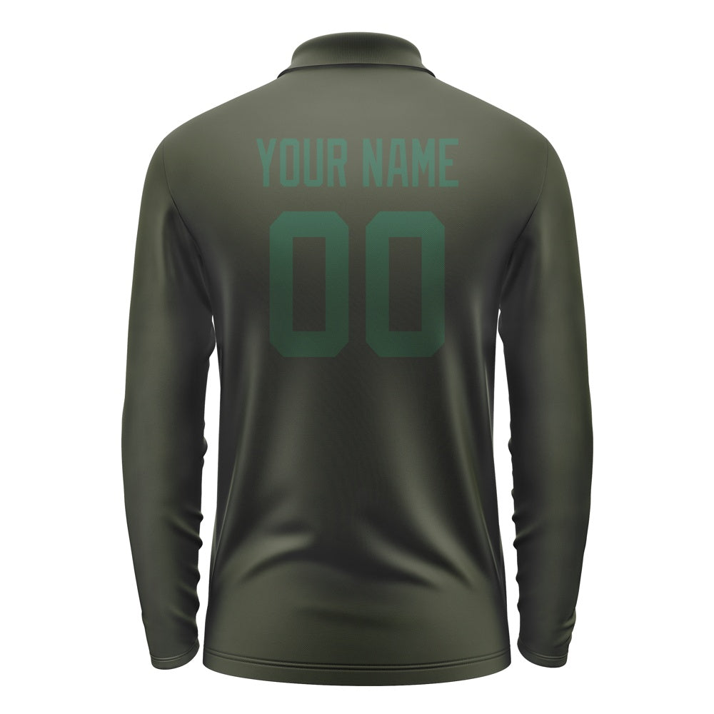 Custom Olive Green Long Sleeve Polo Shirt