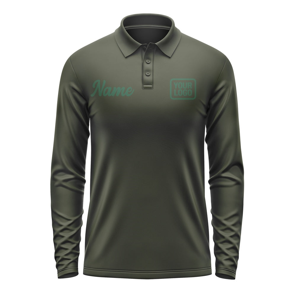 Custom Olive Green Long Sleeve Polo Shirt
