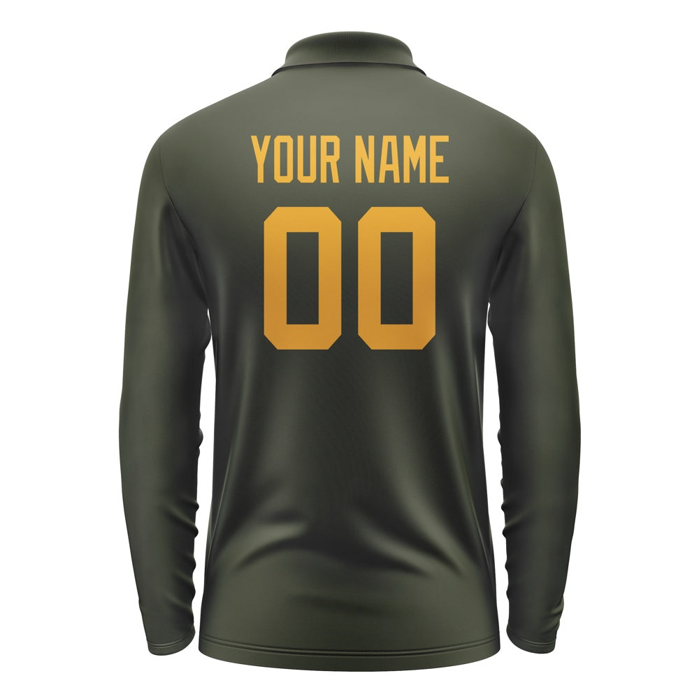 Custom Olive Yellow Long Sleeve Polo Shirt