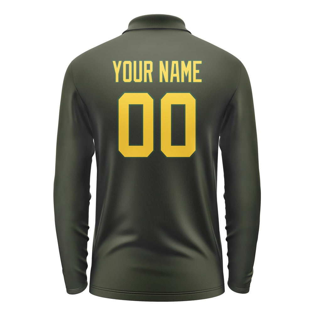 Custom Olive Gold Long Sleeve Polo Shirt