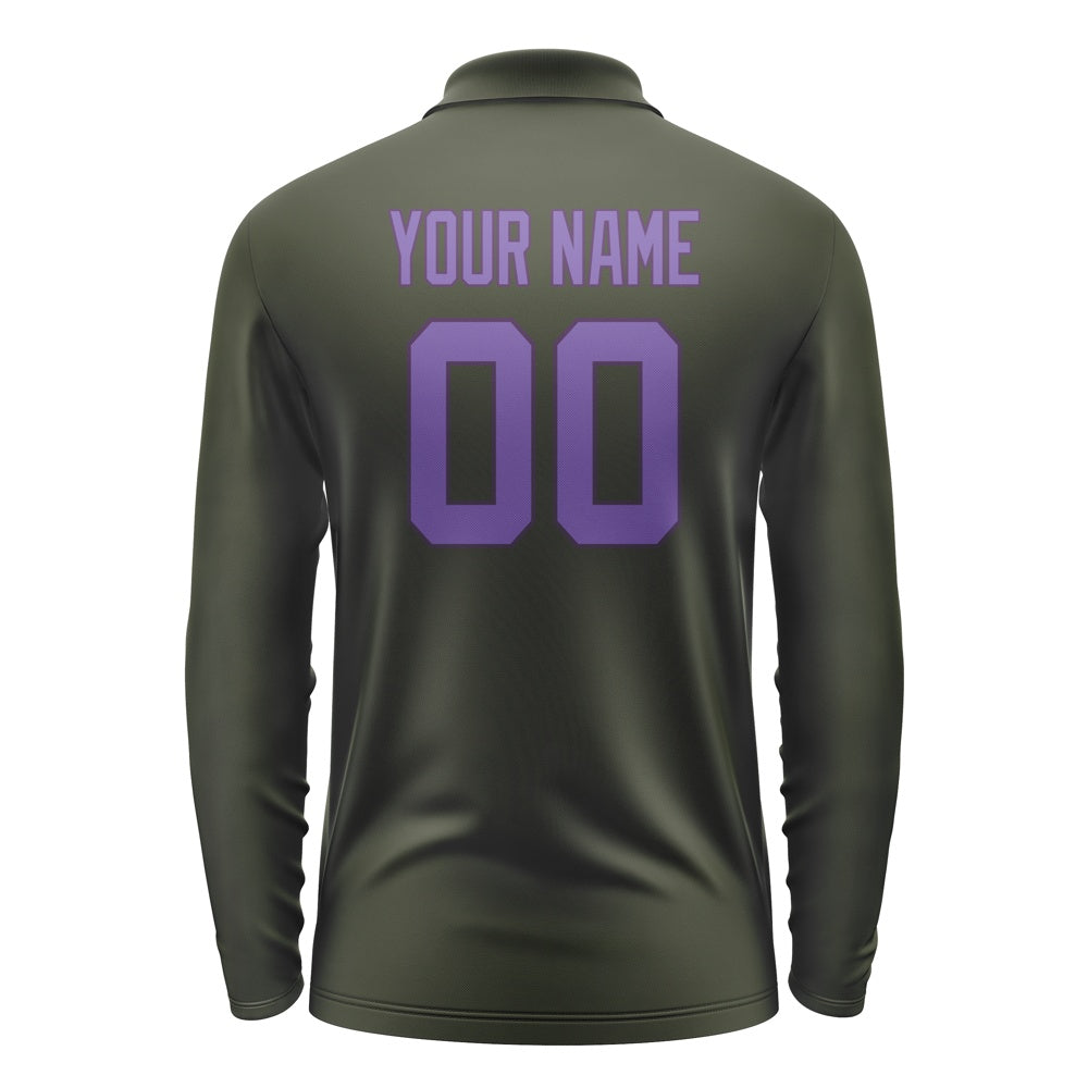 Custom Olive Light Purple Long Sleeve Polo Shirt