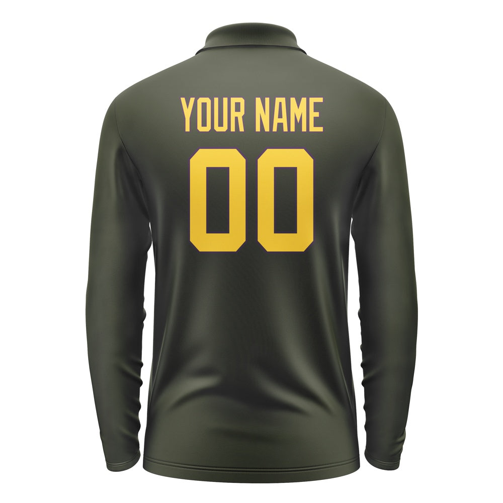Custom Olive Gold Long Sleeve Polo Shirt