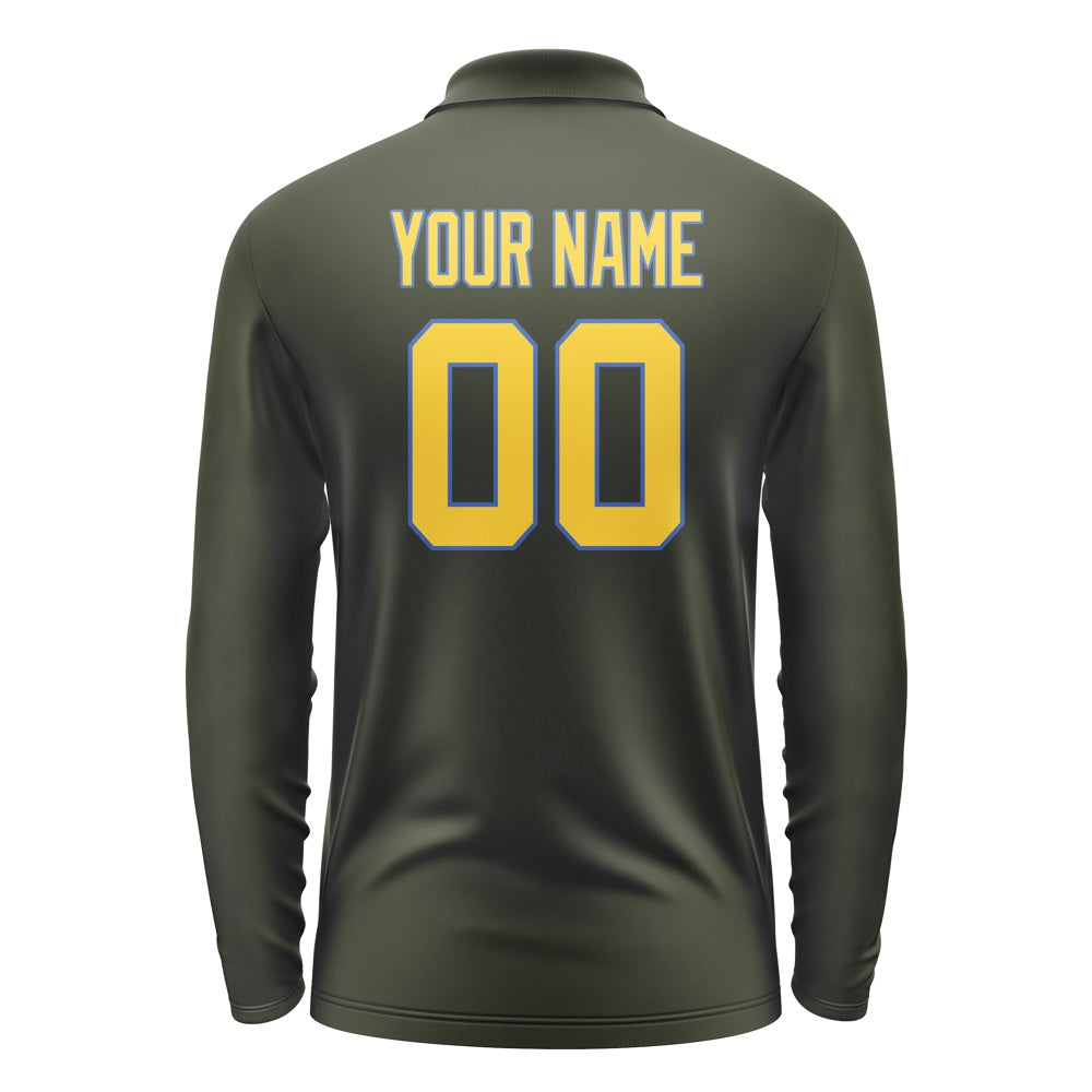 Custom Olive Gold Long Sleeve Polo Shirt