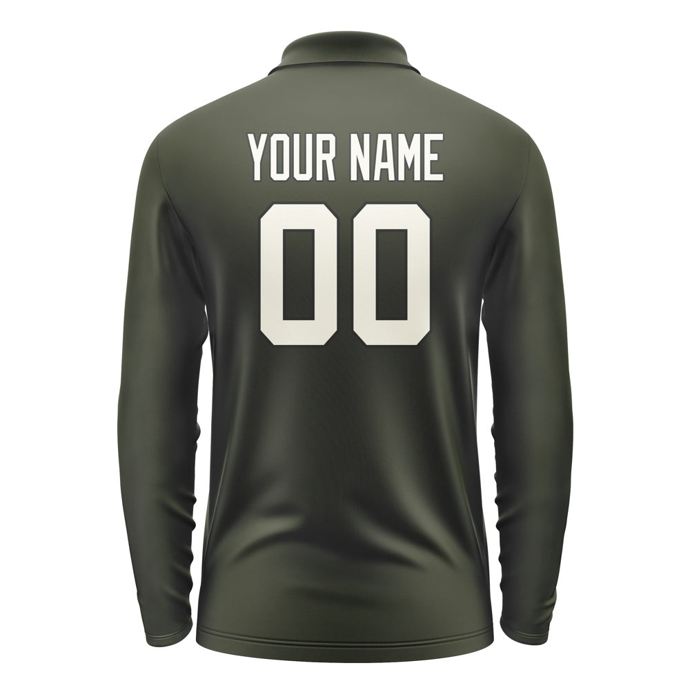 Custom Olive Cream Long Sleeve Polo Shirt