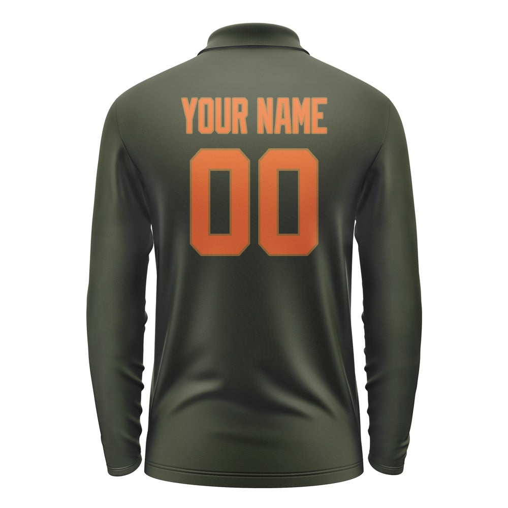 Custom Olive Orange Long Sleeve Polo Shirt
