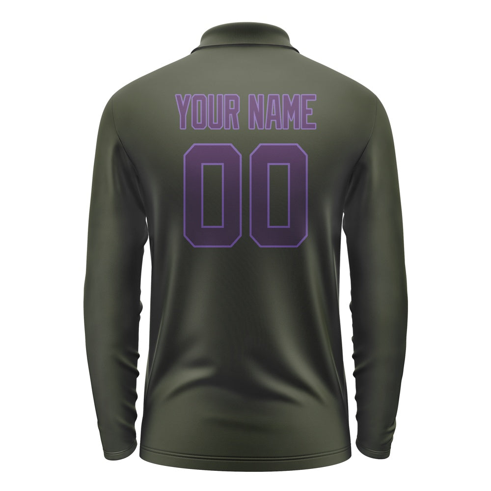Custom Olive Purple Long Sleeve Polo Shirt