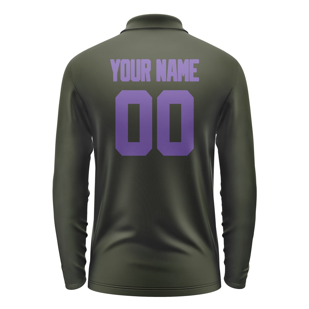 Custom Olive Light Purple Long Sleeve Polo Shirt