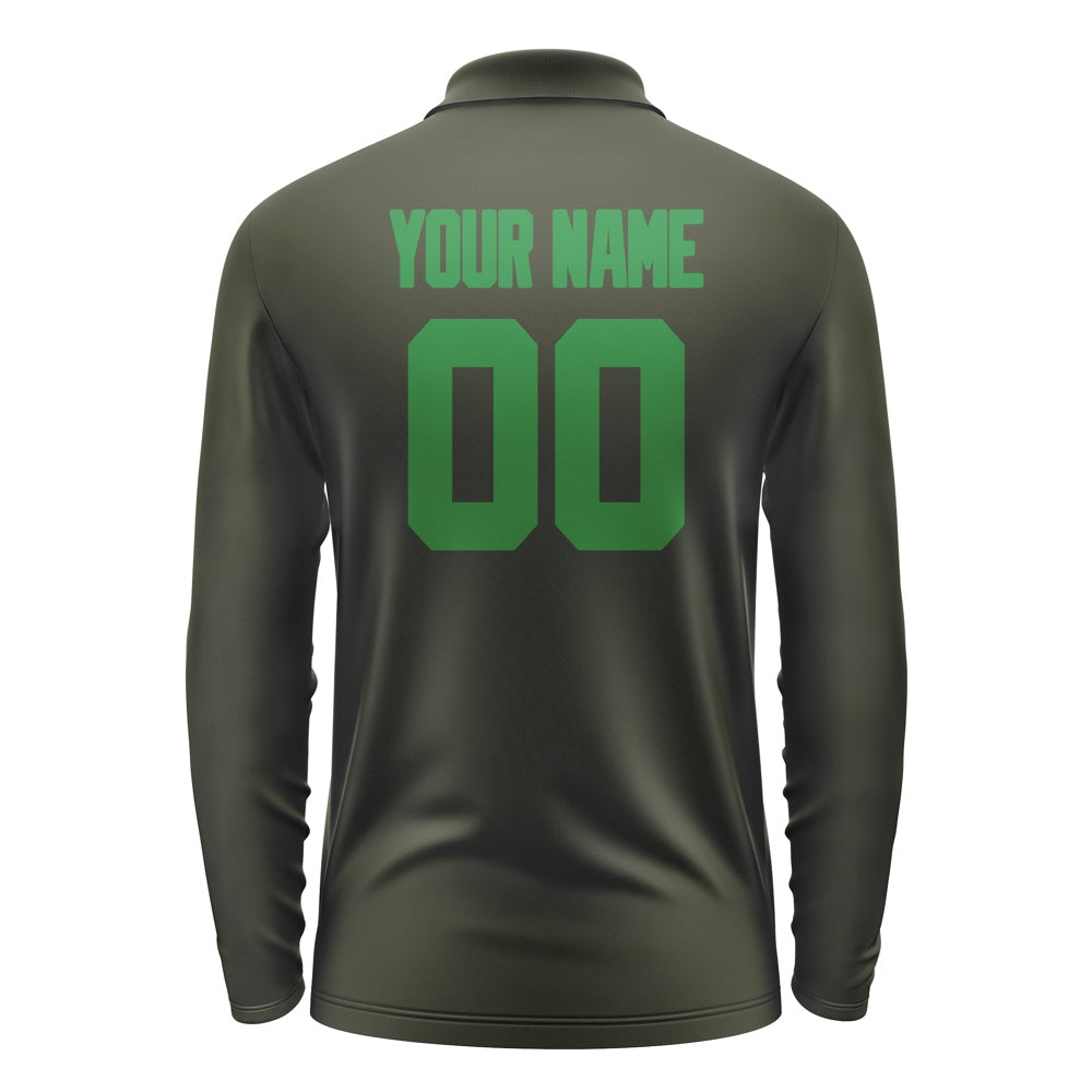 Custom Olive Emerald Green Long Sleeve Polo Shirt