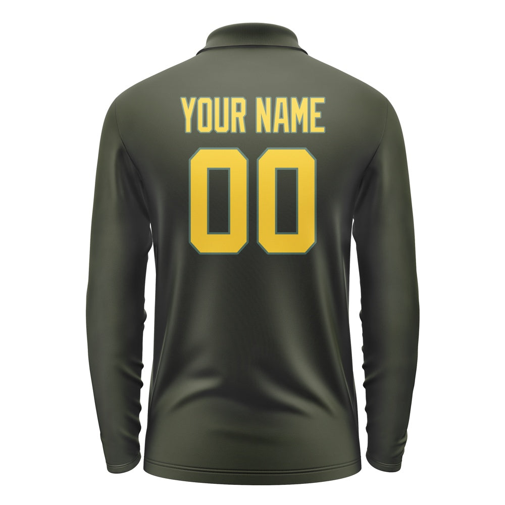 Custom Olive Gold Long Sleeve Polo Shirt