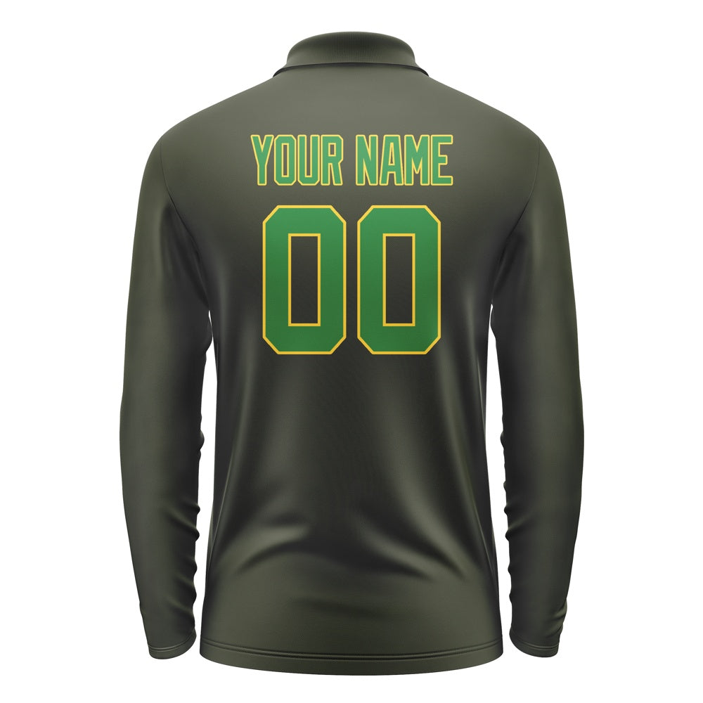 Custom Olive Emerald Green Long Sleeve Polo Shirt