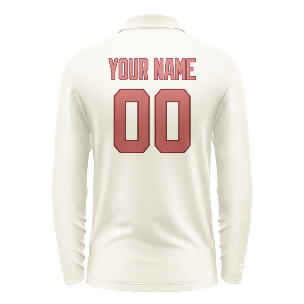 Custom Cream Copper Rose Long Sleeve Polo Shirt