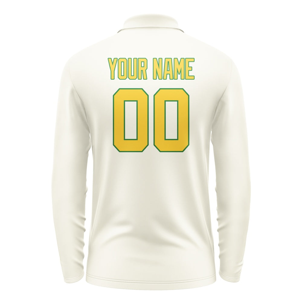 Custom Cream Gold Long Sleeve Polo Shirt