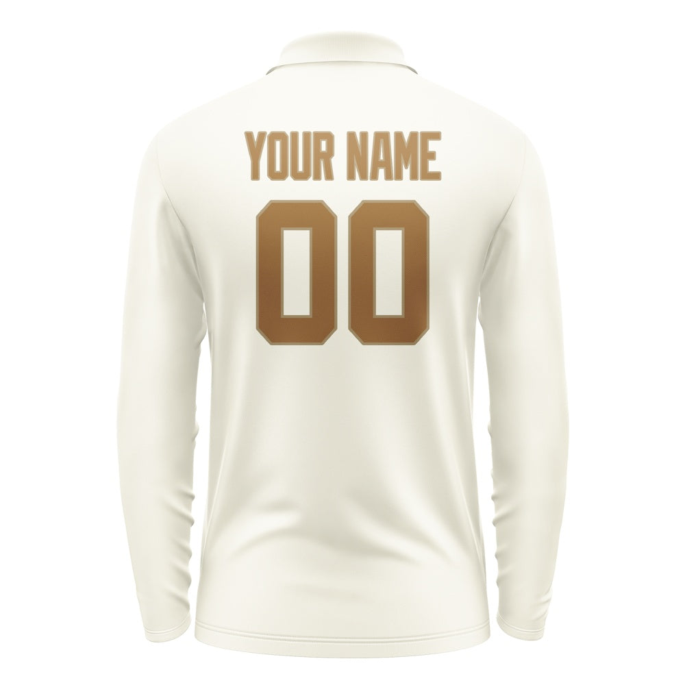 Custom Cream Khaki Long Sleeve Polo Shirt