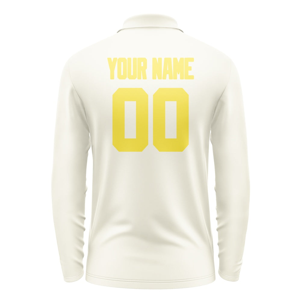 Custom Cream Light Yellow Long Sleeve Polo Shirt