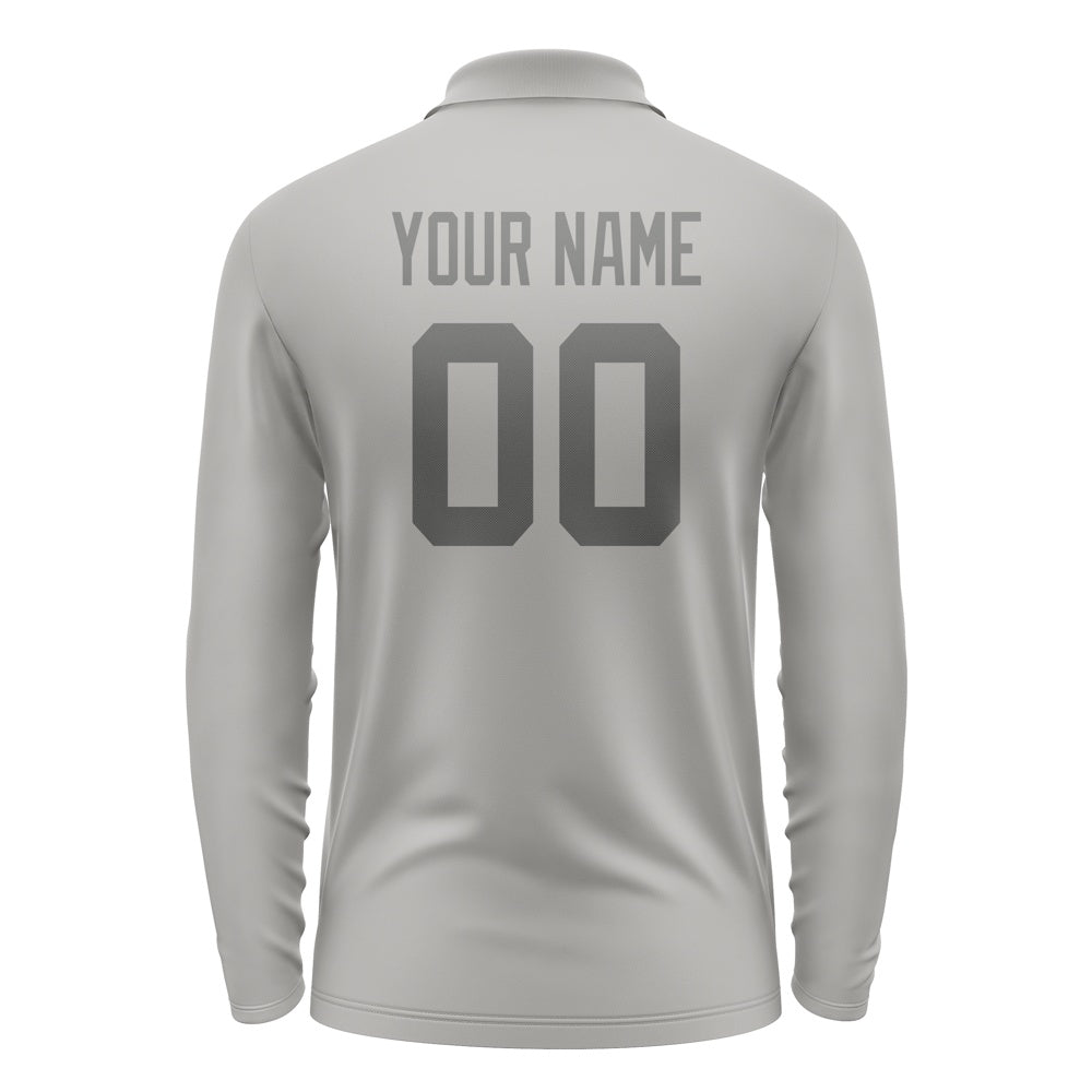 Custom Gray Dark Grey Long Sleeve Polo Shirt