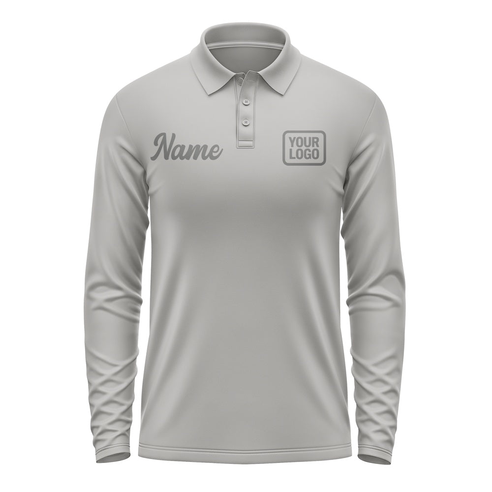 Custom Gray Dark Grey Long Sleeve Polo Shirt