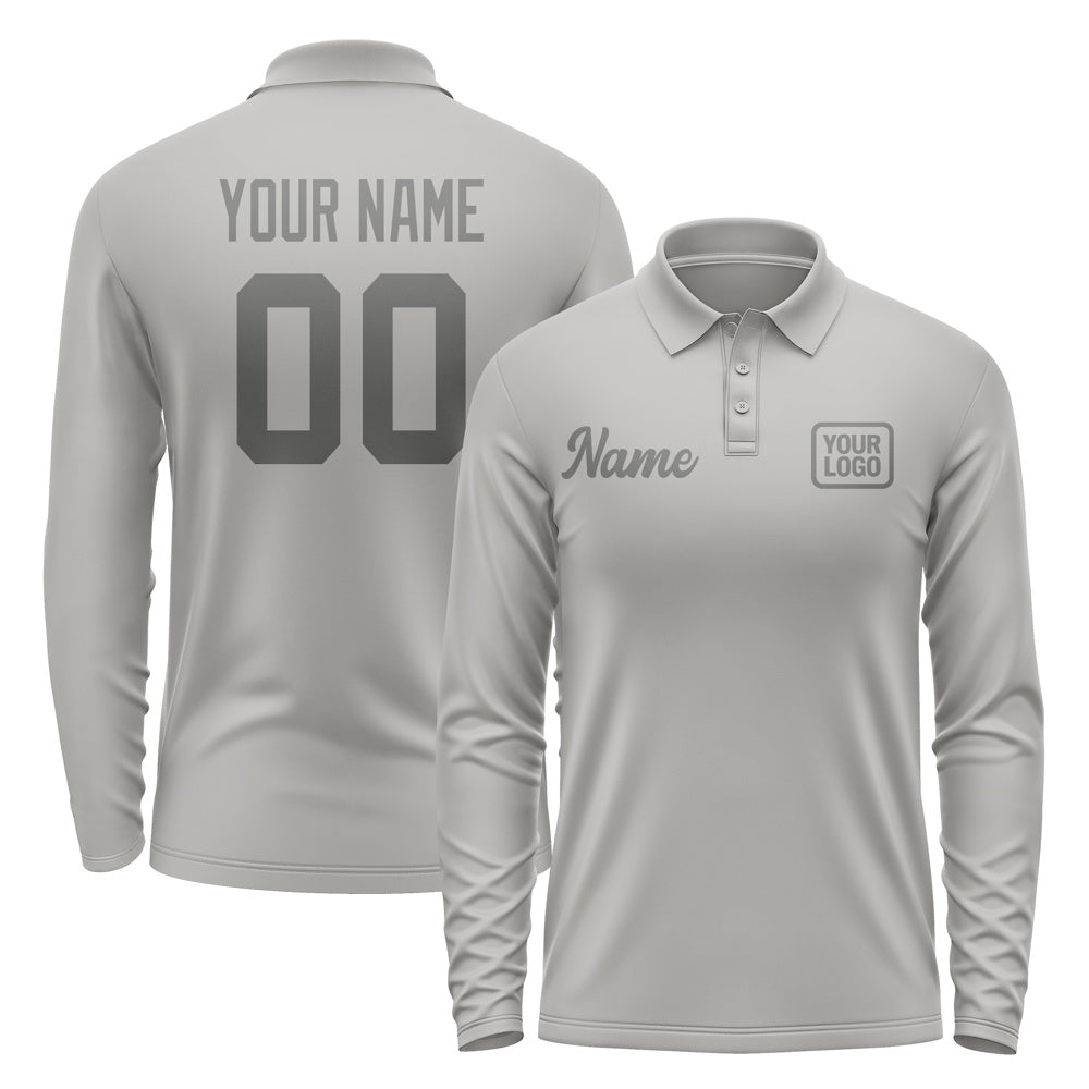 Custom Gray Dark Grey Long Sleeve Polo Shirt