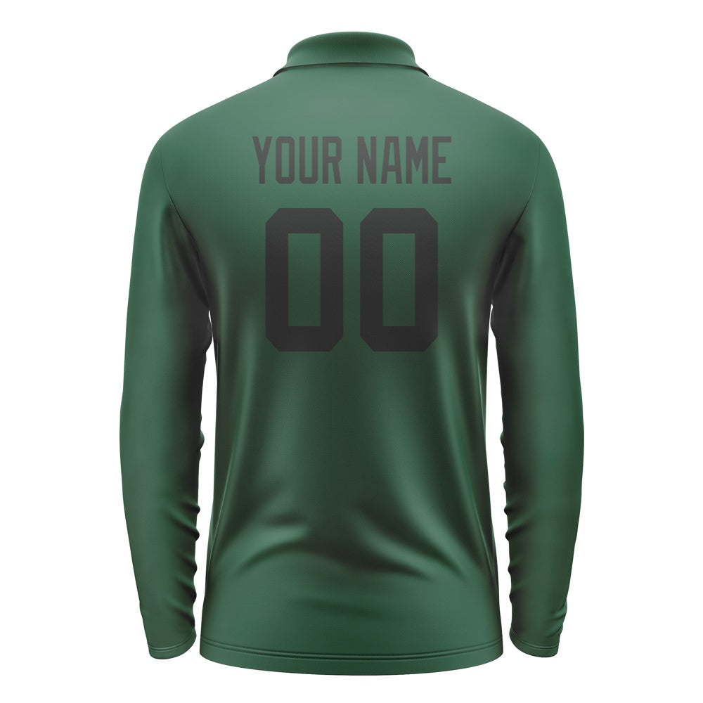 Custom Green Black Long Sleeve Polo Shirt