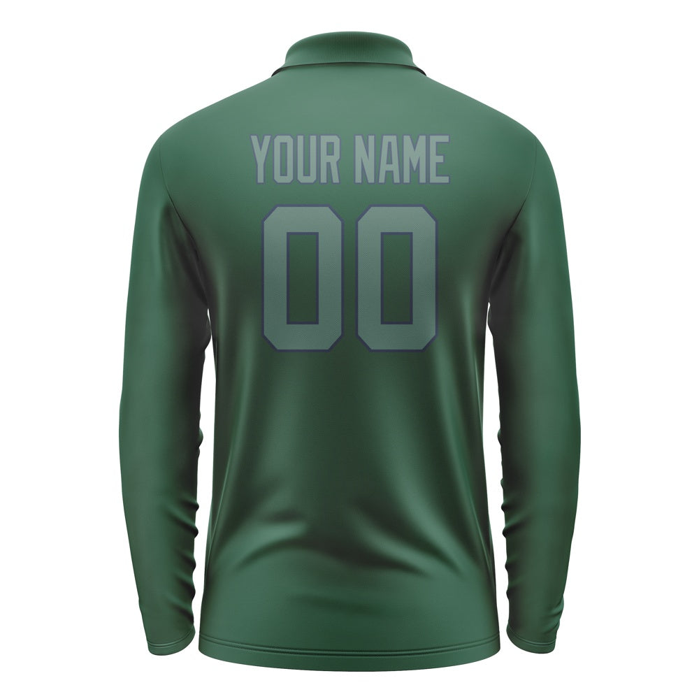 Custom Green Blue Green Long Sleeve Polo Shirt