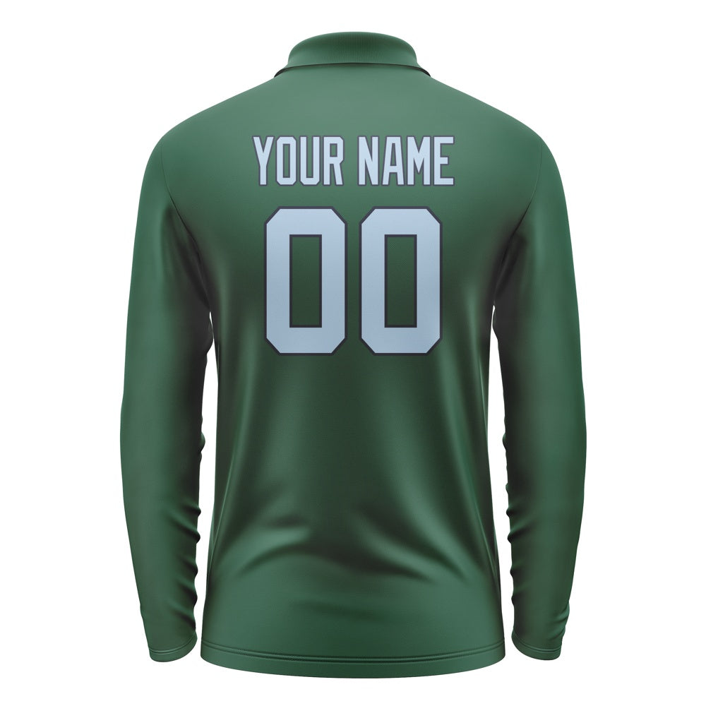 Custom Green Light Blue Long Sleeve Polo Shirt