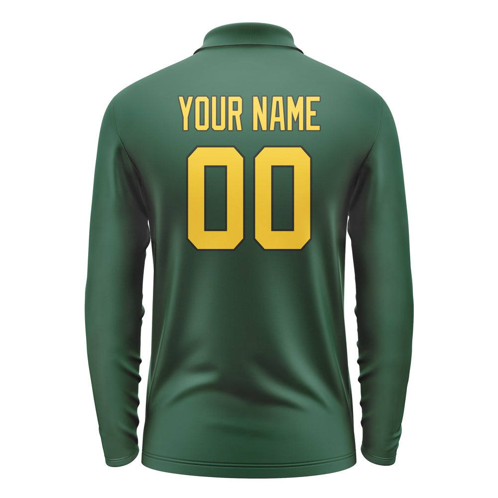 Custom Green Gold Long Sleeve Polo Shirt
