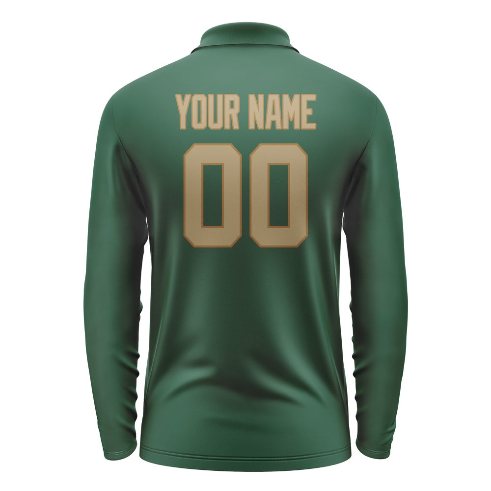 Custom Green Light Khaki Long Sleeve Polo Shirt