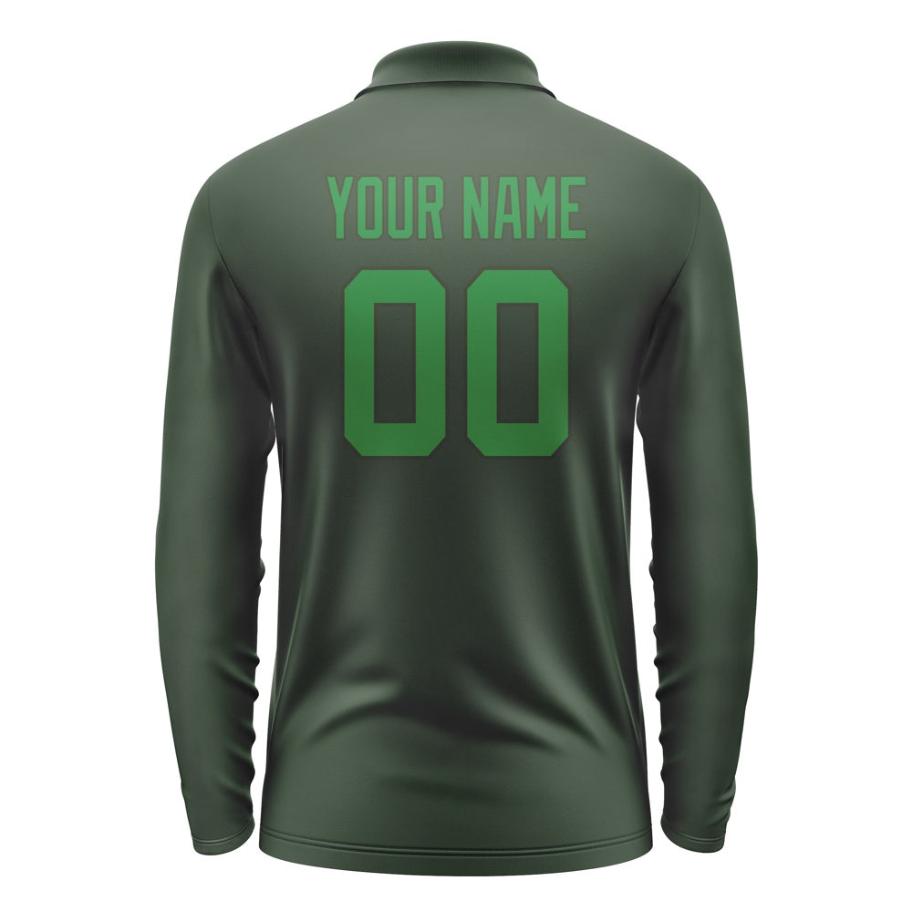 Custom Dark Green Emerald Green Long Sleeve Polo Shirt