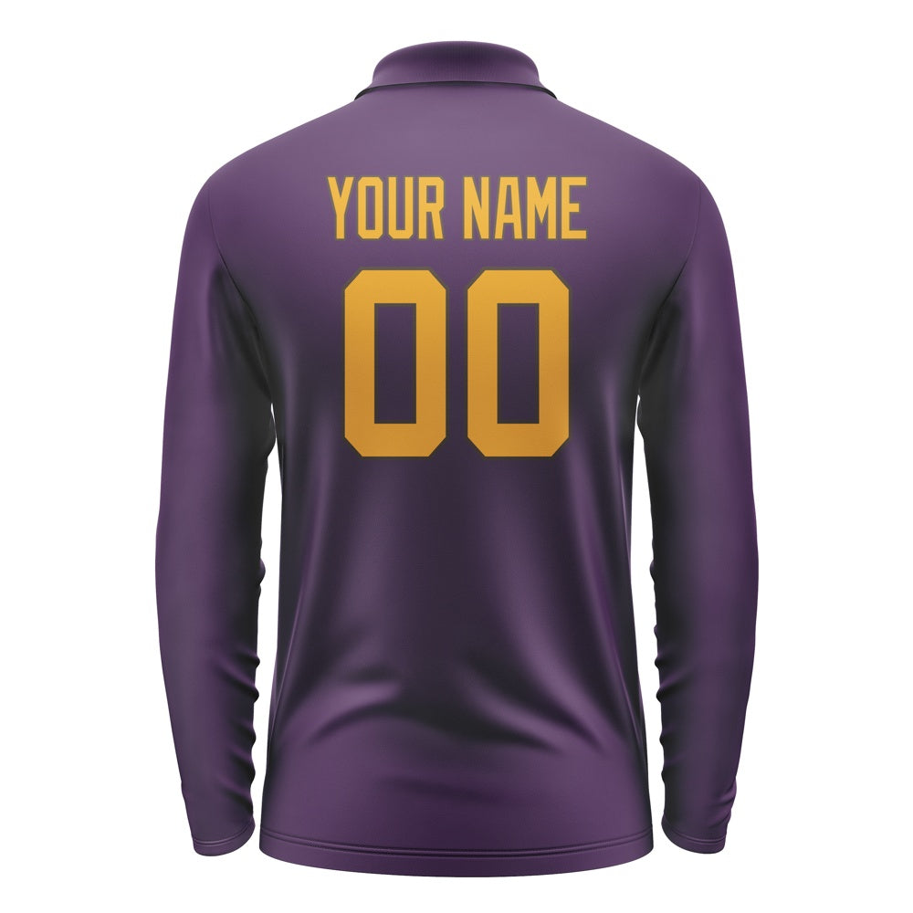 Custom Purple Yellow Long Sleeve Polo Shirt