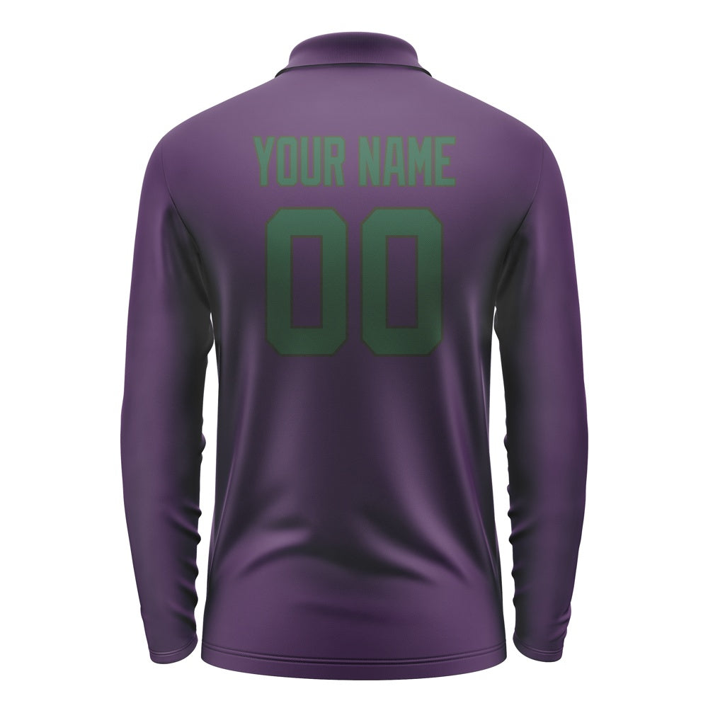 Custom Purple Green Long Sleeve Polo Shirt