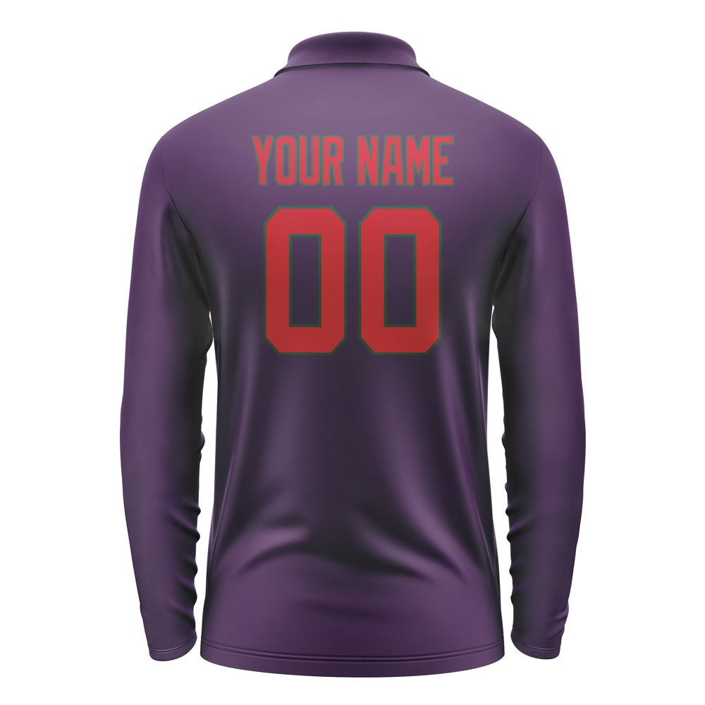 Custom Purple Red Long Sleeve Polo Shirt