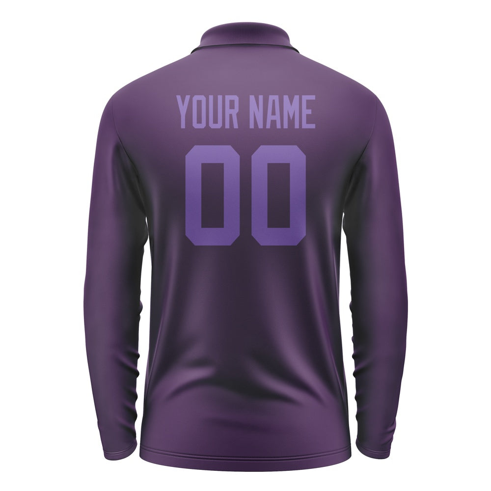 Custom Purple Light Purple Long Sleeve Polo Shirt