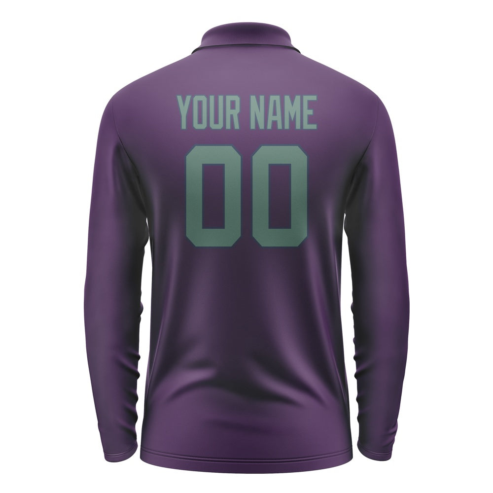 Custom Purple Blue Green Long Sleeve Polo Shirt