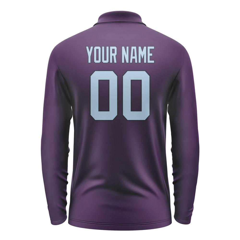 Custom Purple Light Blue Long Sleeve Polo Shirt