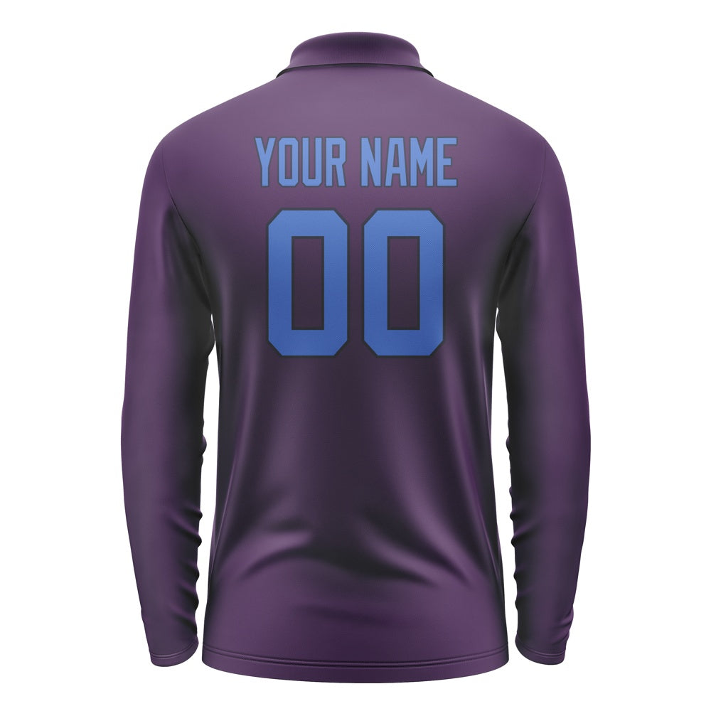 Custom Purple Sky Blue Long Sleeve Polo Shirt