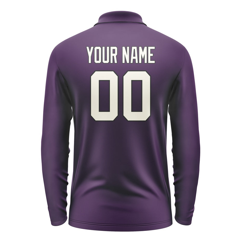 Custom Purple Cream Long Sleeve Polo Shirt