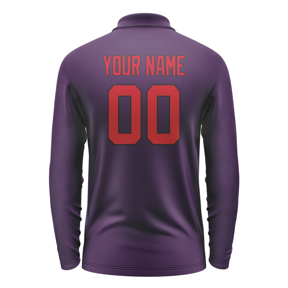 Custom Purple Red Long Sleeve Polo Shirt