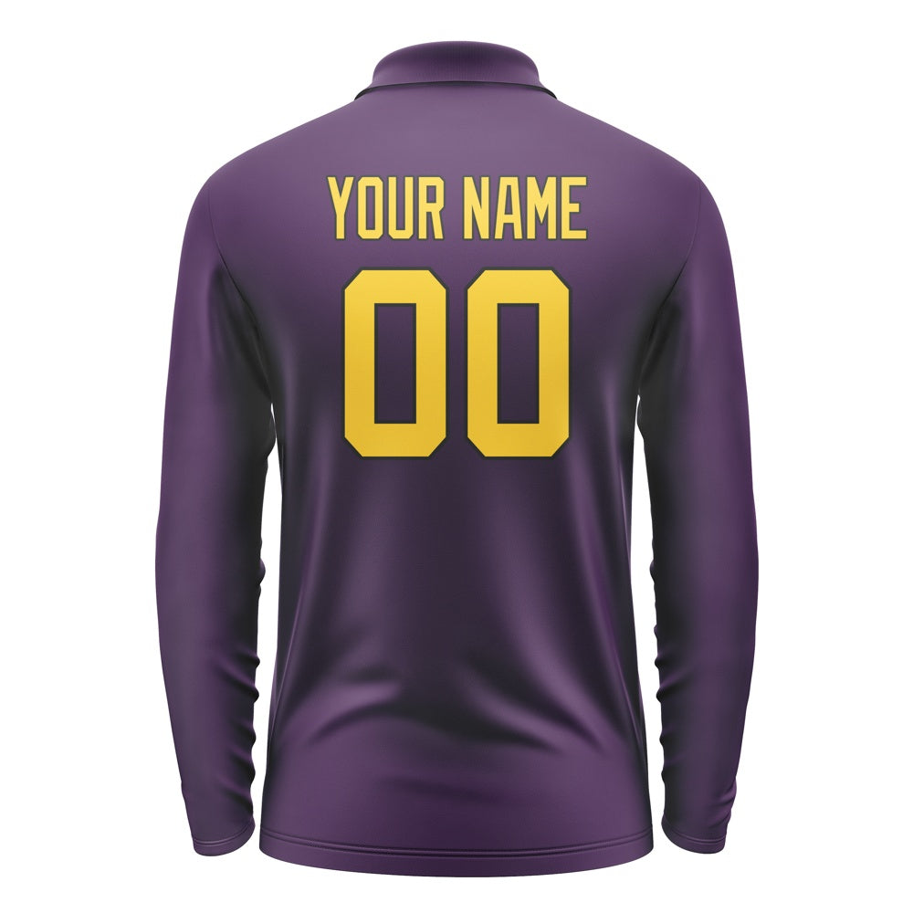 Custom Purple Gold Long Sleeve Polo Shirt