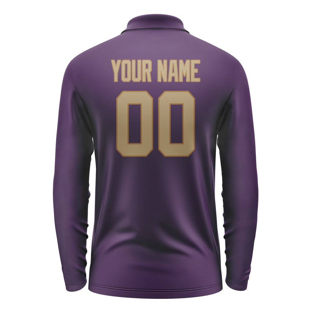 Custom Purple Light Khaki Long Sleeve Polo Shirt